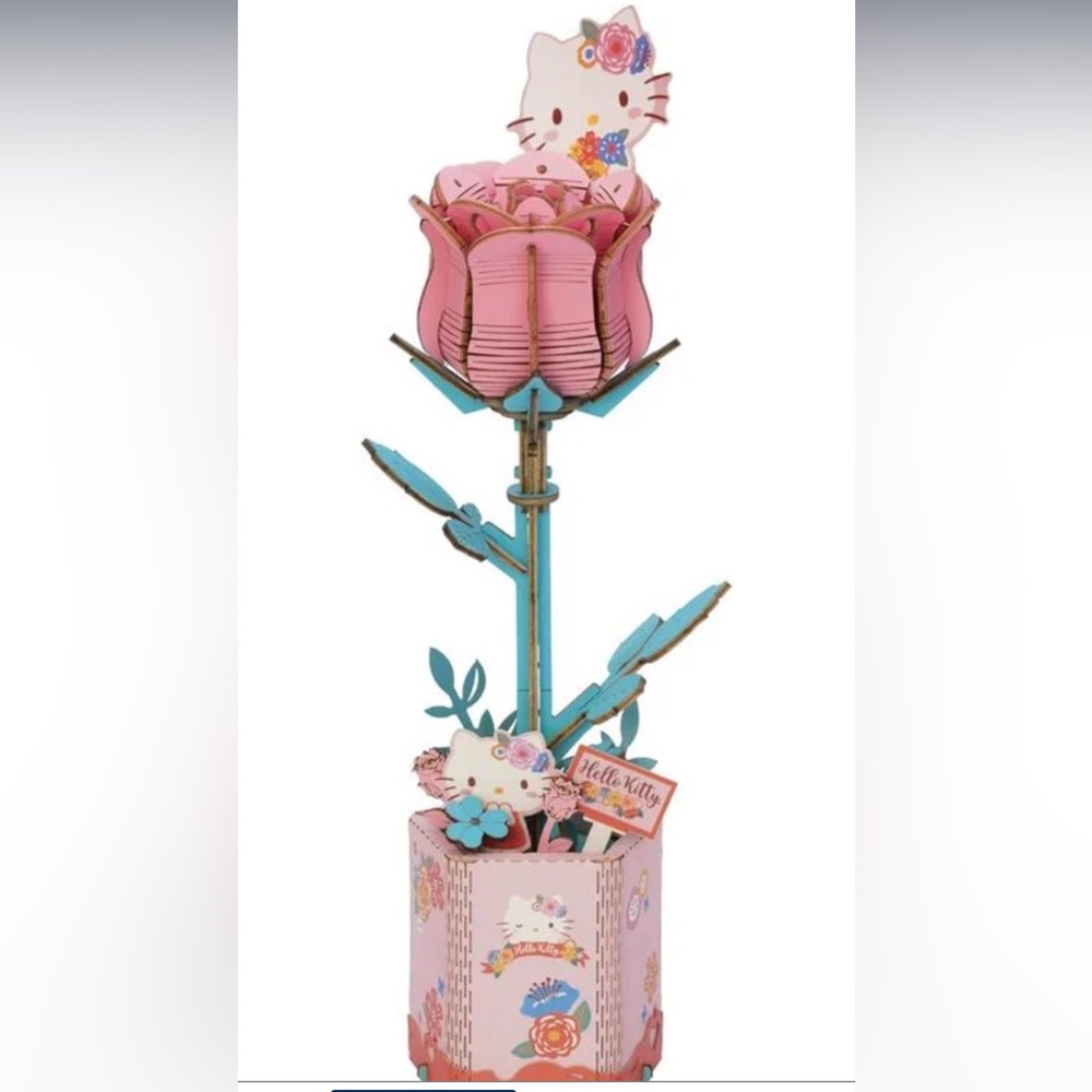 4 Ever Bouquet 💗 Hello Kitty 🎀 3D Pink Rose puzzle. NWT 🎀